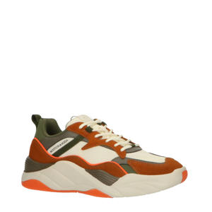 Cassius 1A  chunky suède sneakers groen/oranje
