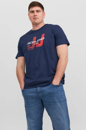 regular fit T-shirt JJHUNCHO Plus Size met printopdruk navy blazer