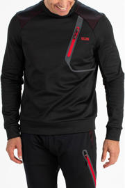 thumbnail: Zwart en rode heren Sjeng Sports sportsweater Vinnie van polyester met lange mouwen en ronde hals