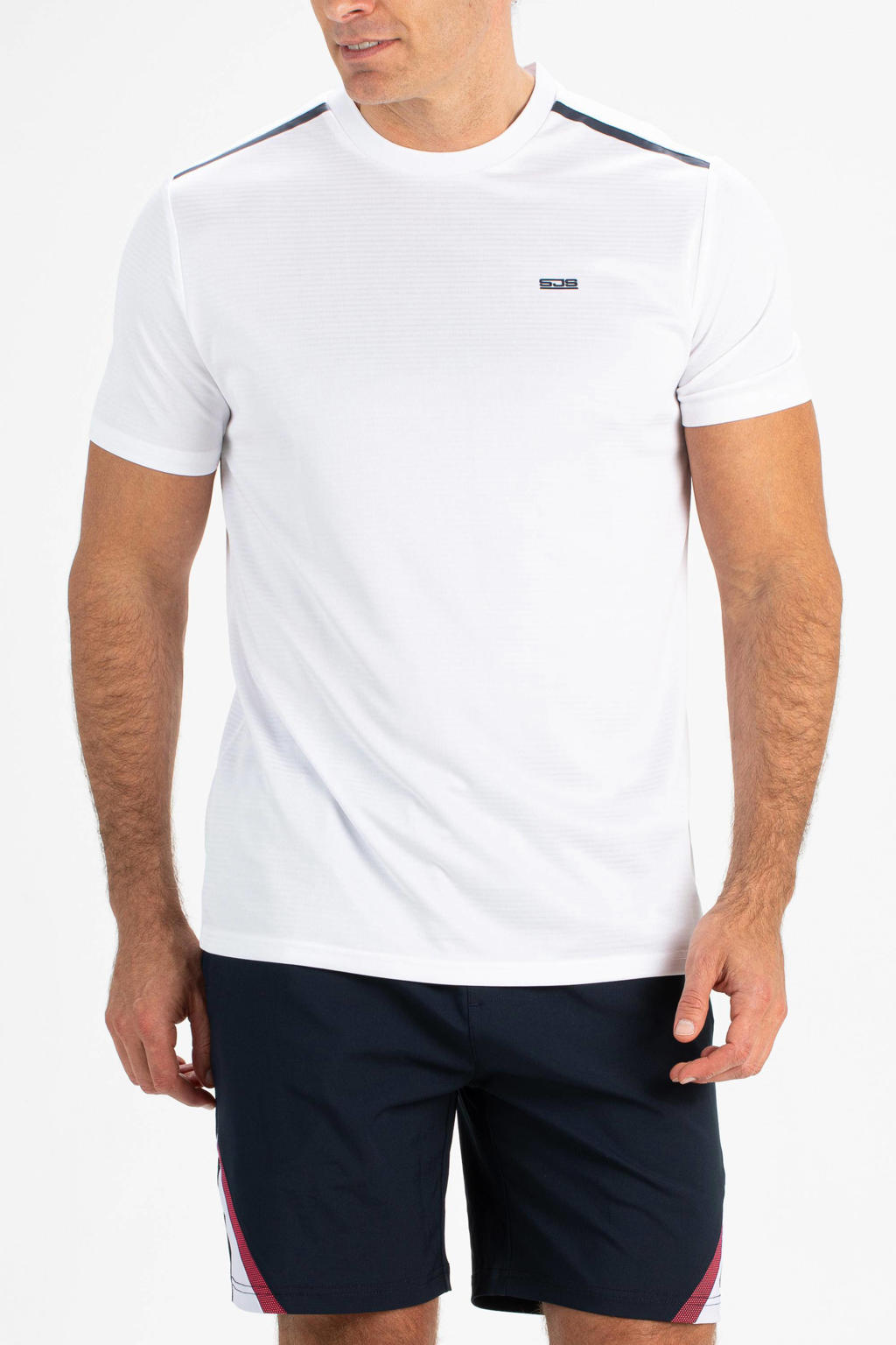 Witte heren Sjeng Sports sport T-shirt Tex van polyester met korte mouwen en ronde hals