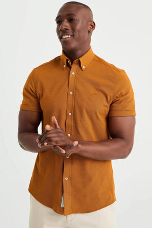 slim fit overhemd amber brown