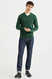 thumbnail: Groene heren WE Fashion trui van katoen met lange mouwen en V-hals