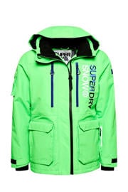 thumbnail: Groene heren Superdry Sport ski-jack Ultimate Rescue van gerecycled polyester met capuchon en ritssluiting