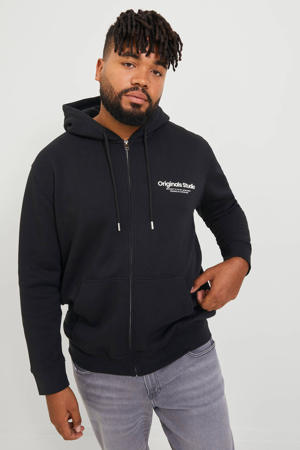 sweatvest JORVESTERBRO Plus Size met logo zwart