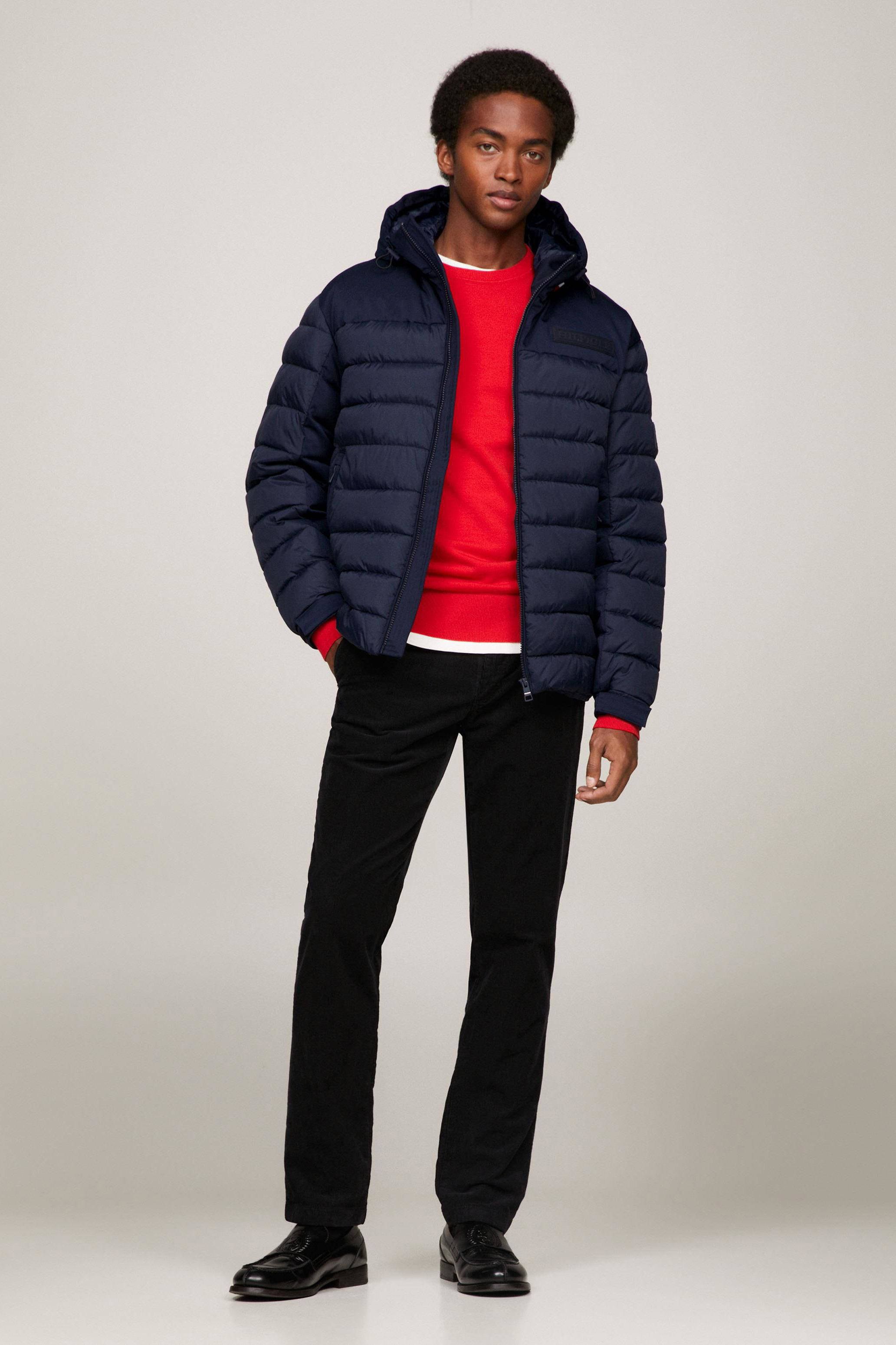 Tommy Hilfiger gewatteerde winterjas NEW YORK met logo desert sky