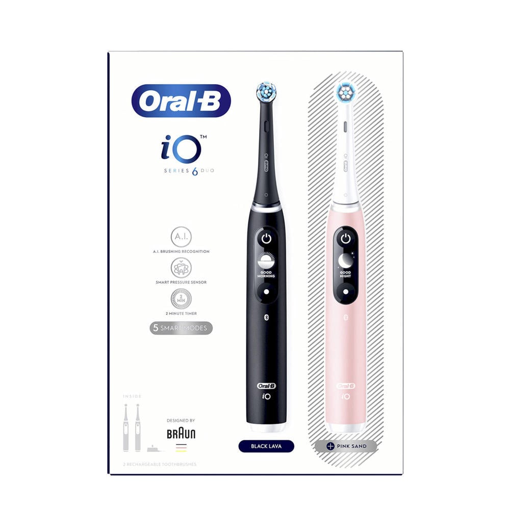 Oral-B  IO 6 - 2 elektrische tandenborstels - Zwart + Roze