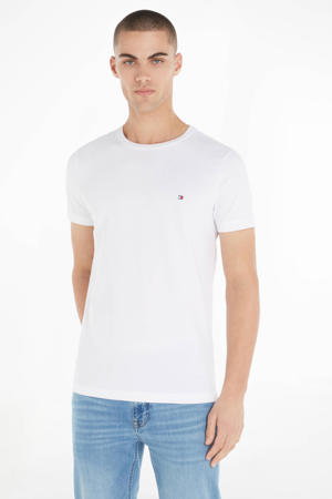 slim fit T-shirt met logo wit
