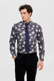 thumbnail: SELECTED HOMME slim fit overhemd SLHSLIMSOHO-ETHAN  met all over print donkerblauw