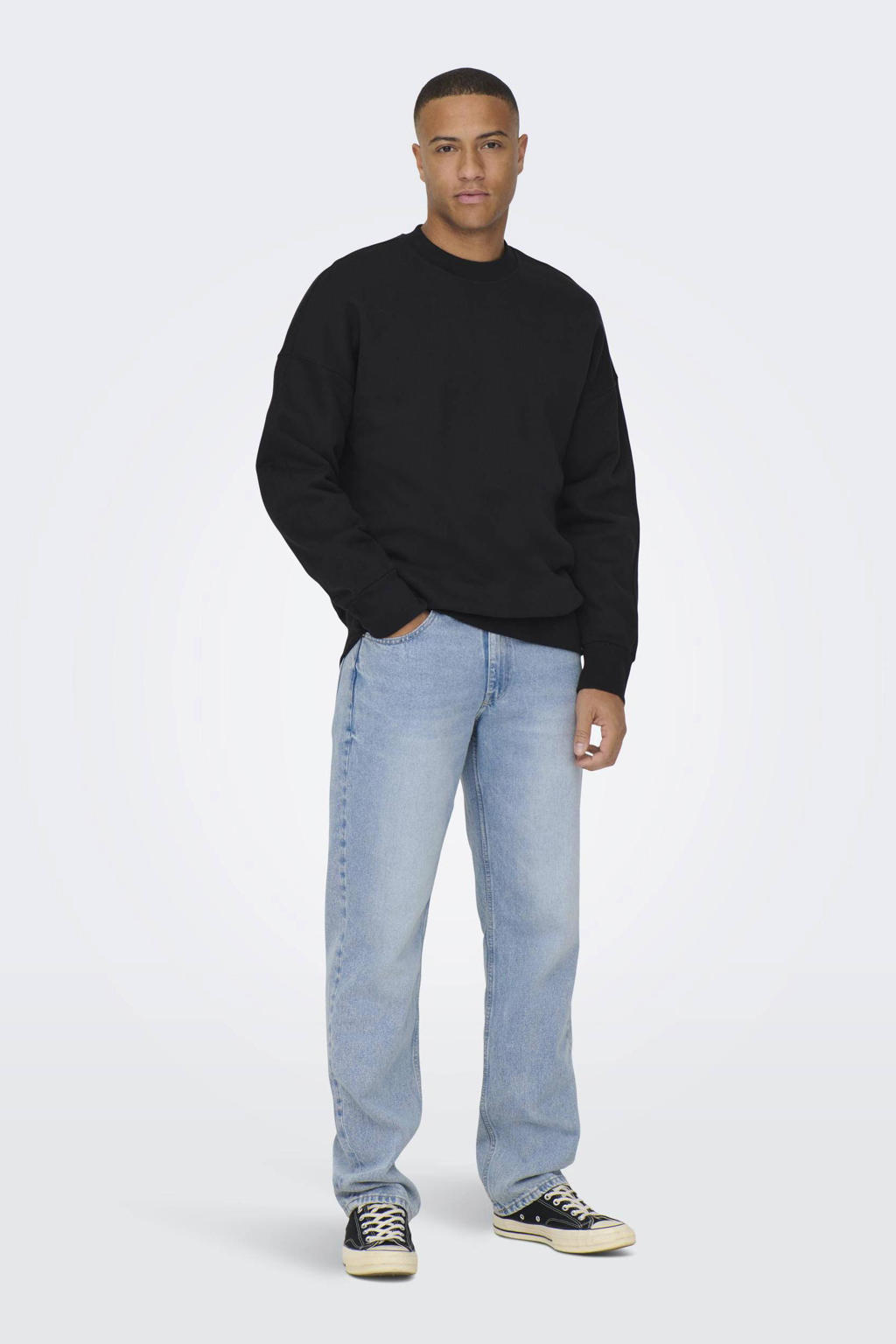 ONLY & SONS sweater ONSDAN met logo zwart