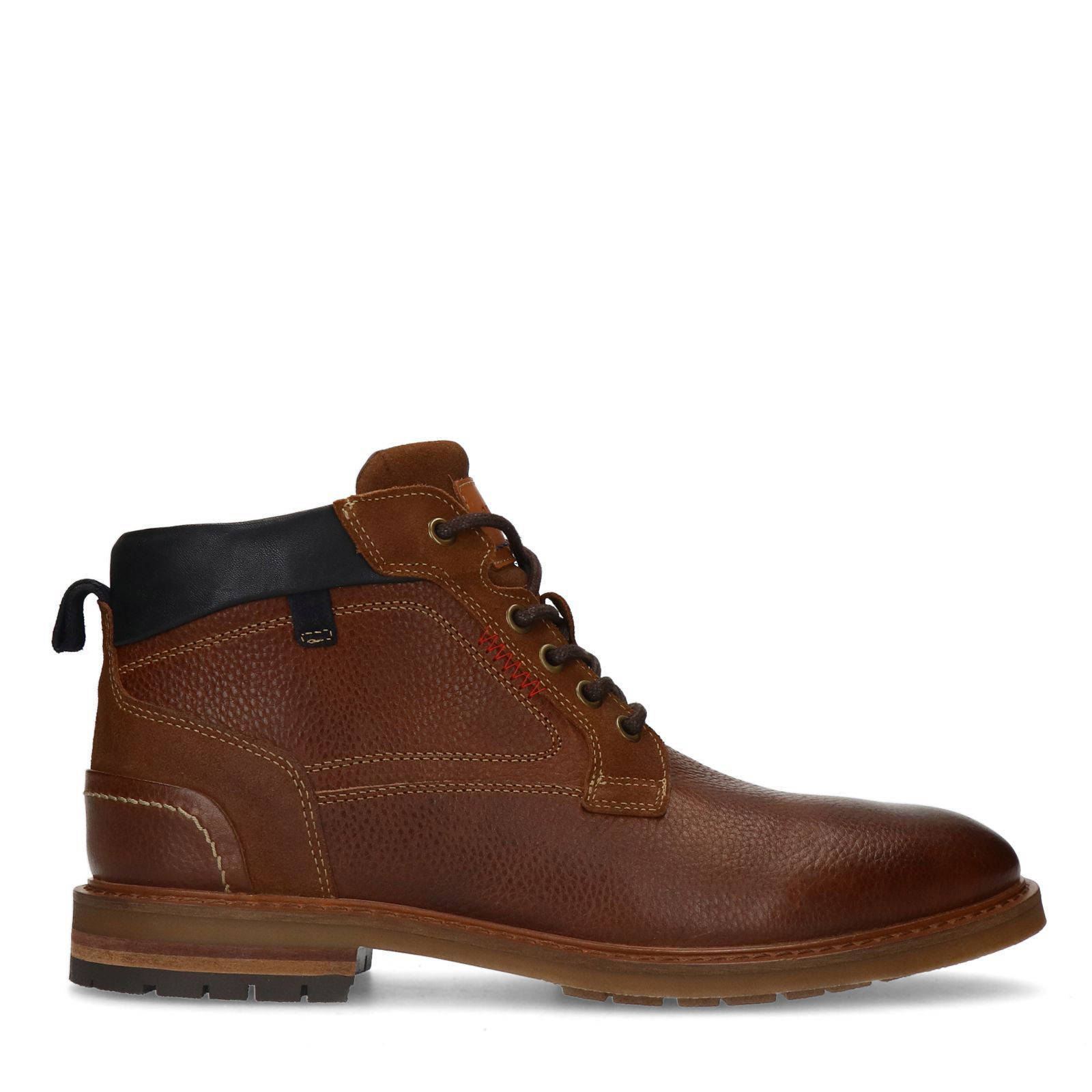 Manfield leren veterboots discount zwart