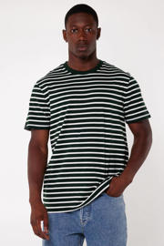 thumbnail: Zwarte heren America Today gestreept regular fit T-shirt van katoen met korte mouwen en ronde hals