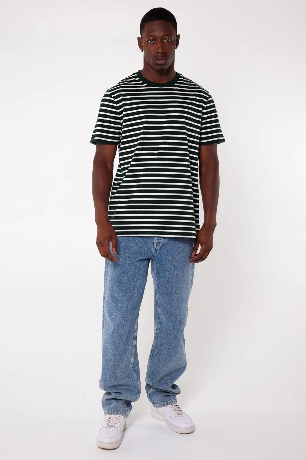America Today gestreept regular fit T-shirt zwart/wit