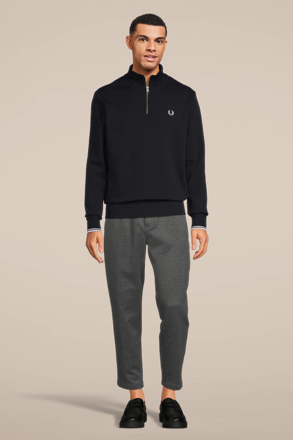 Fred Perry sweater met logo donkerblauw