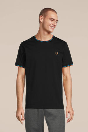 regular fit T-shirt met logo zwart