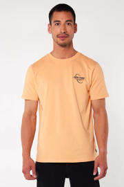 thumbnail: Zalmkleurige heren America Today regular fit T-shirt van katoen met printopdruk, korte mouwen en ronde hals