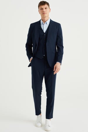 slim fit pak donkerblauw
