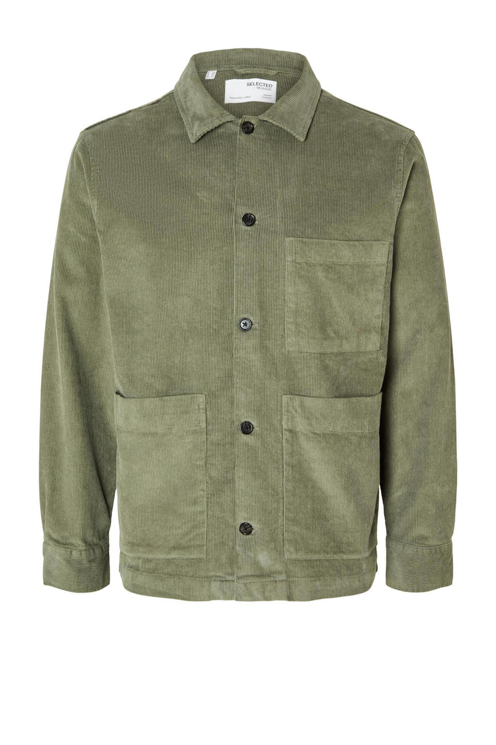 SELECTED HOMME corduroy oversized overshirt SLHLOOSETONY groen | Union ...