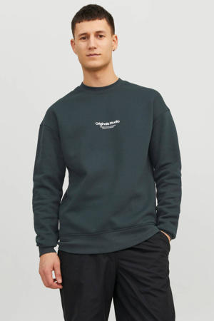 sweater JORVESTERBRO met printopdruk groen