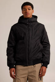 thumbnail: Zwarte heren America Today gewatteerde jas van polyester met lange mouwen, capuchon en ritssluiting