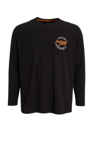 regular fit longsleeve Plus Size met logo zwart