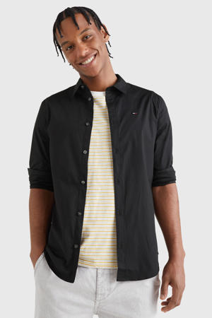 slim fit overhemd met katoen zwart