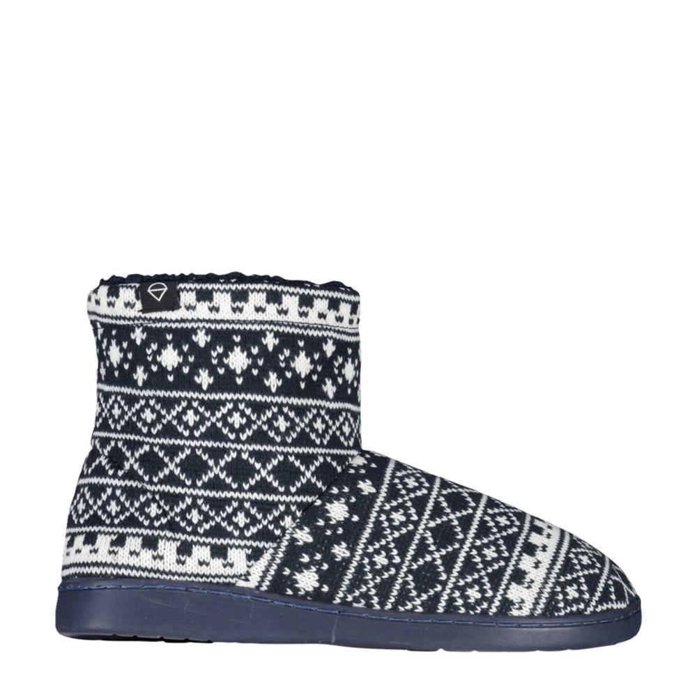 Donkerblauwe heren America Today pantoffels van textiel met all over print