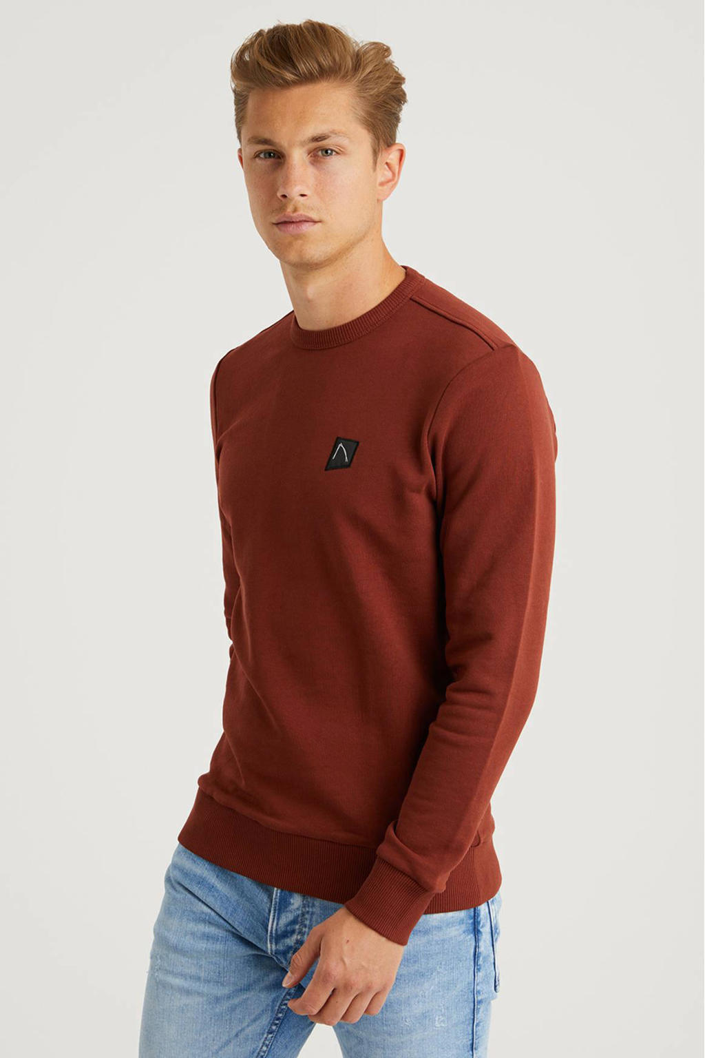 CHASIN' sweater met logo brown