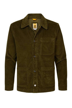 corduroy regular fit colbert donkergroen