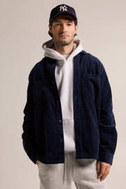 thumbnail: Blauwe heren America Today corduroy regular fit overshirt met lange mouwen, klassieke kraag en knoopsluiting
