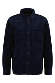 thumbnail: Blauwe heren America Today corduroy regular fit overhemd met lange mouwen, klassieke kraag en knoopsluiting