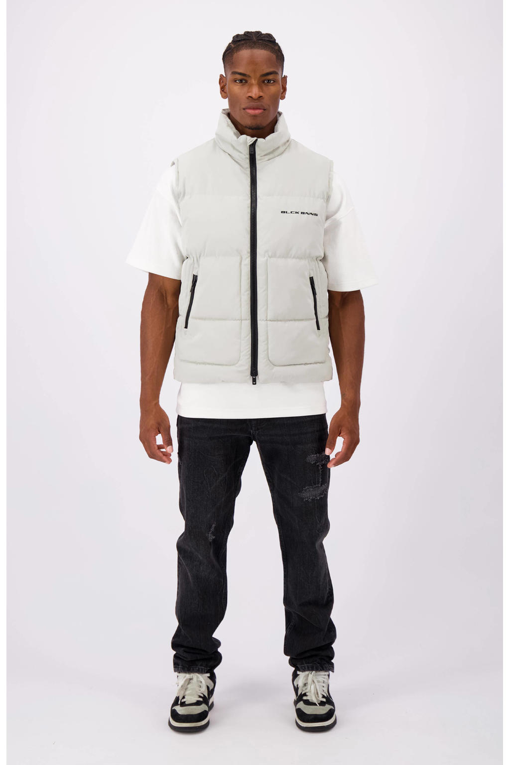 BLACK BANANAS bodywarmer BLOCK met logo grijs
