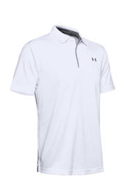 thumbnail: Witte heren Under Armour golfpolo Tech van polyester met effen, korte mouwen, klassieke kraag en knoopsluiting