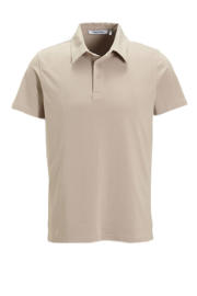 thumbnail: Beige heren anytime slim jersey polo van katoen met effen, korte mouwen en klassieke kraag