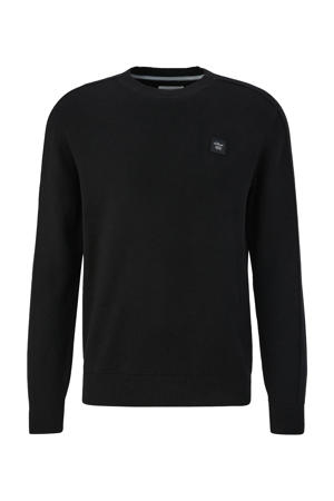 fijngebreide trui met logo zwart