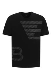 thumbnail: Zwarte heren Ballin T-shirt van katoen met printopdruk, korte mouwen en ronde hals