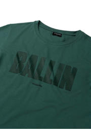 thumbnail: Donkergroene heren Ballin T-shirt van katoen met printopdruk, korte mouwen en ronde hals