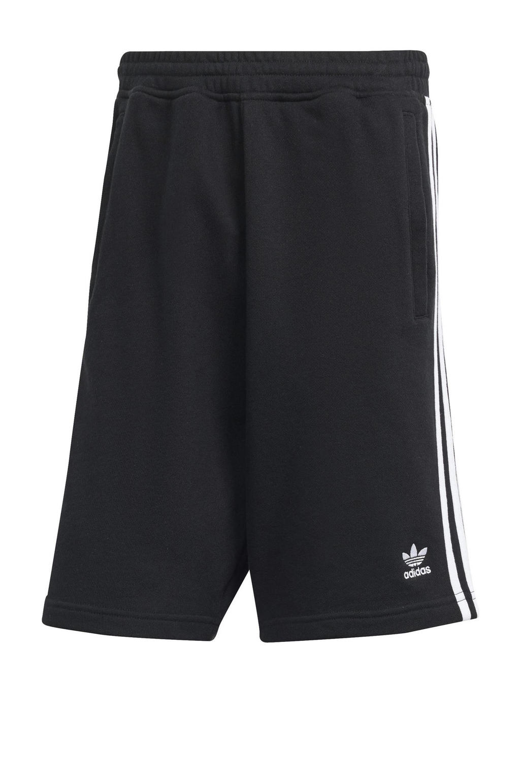 Zwarte heren adidas Originals sweatshort van katoen met straight fit, elastische tailleband met koord en logo dessin