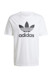 thumbnail: Witte heren adidas Originals T-shirt Trefoil van katoen met logo dessin, korte mouwen en ronde hals