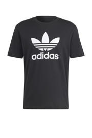 thumbnail: Zwarte heren adidas Originals T-shirt Trefoil van katoen met logo dessin, korte mouwen en ronde hals