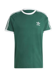 thumbnail: Donkergroene heren adidas Originals T-shirt van katoen met effen, korte mouwen en ronde hals