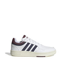 thumbnail: Wit, donkerrood en donkerblauwe heren adidas Sportswear Hoops 3.0 sneakers van imitatieleer/textiel met veters en effen