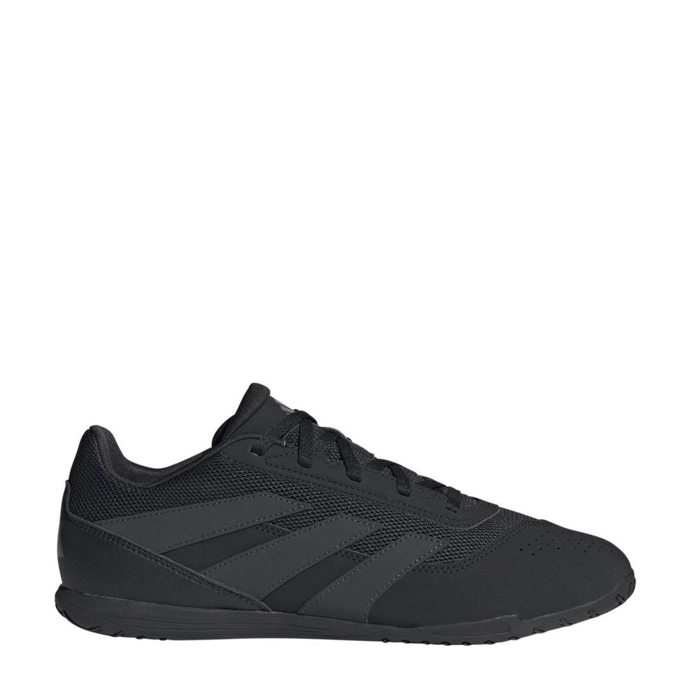 Zwart en antraciete heren adidas Performance Predator 24 Indoor Sala senior zaalvoetbalschoenen van mesh-suède/voering: mesh/voetbed: eva met veters