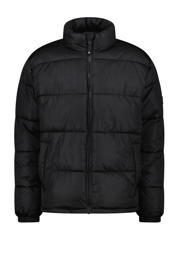 thumbnail: Zwarte heren America Today gewatteerde winterjas Jasper van polyester met lange mouwen, opstaande kraag en ritssluiting