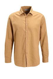 thumbnail: Beige heren anytime linnen casual overhemd met effen, lange mouwen, klassieke kraag en knoopsluiting