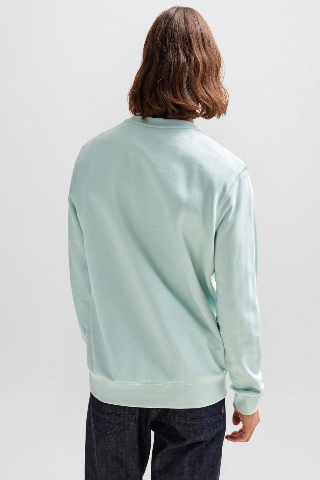 BOSS sweater Westart met logo turquoise/aqua