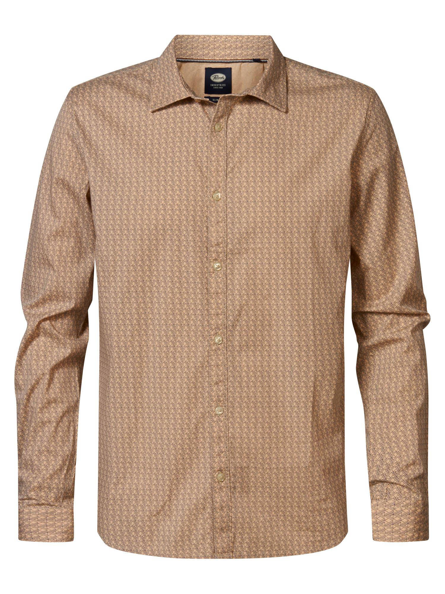 slim fit overhemd met all over print beige