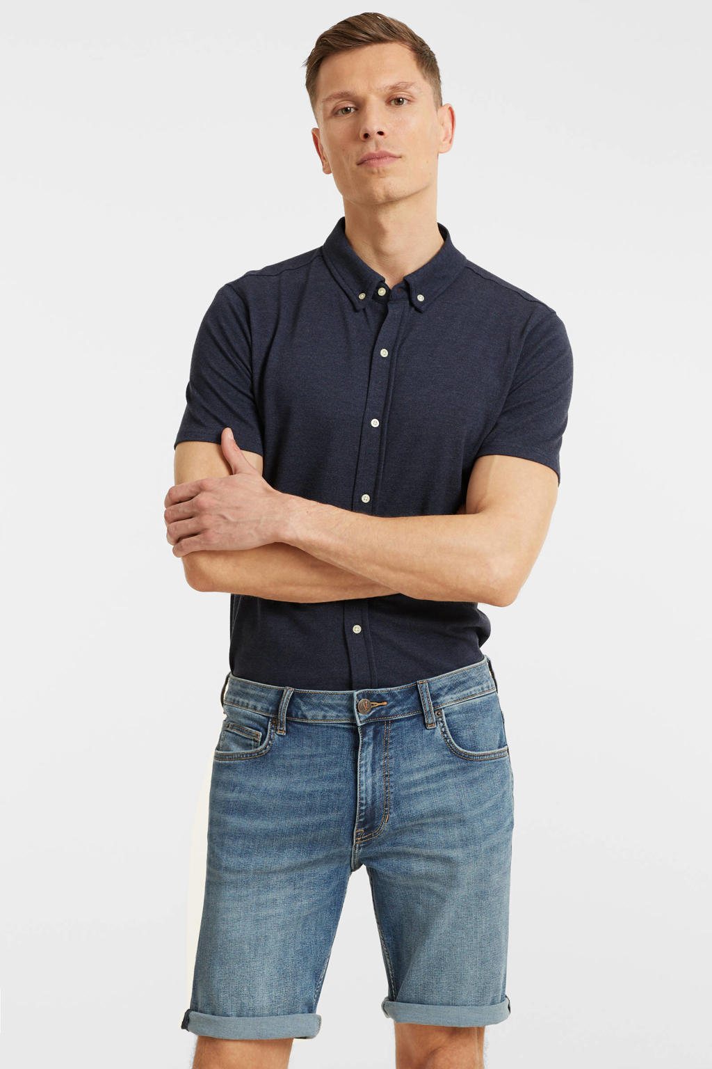 anytime Denim short mid blauw