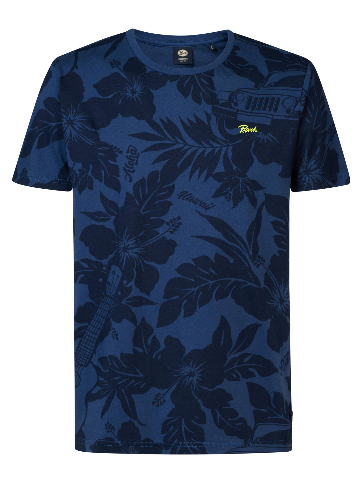 Petrol Industries T shirt met all over print petrol blue Union River