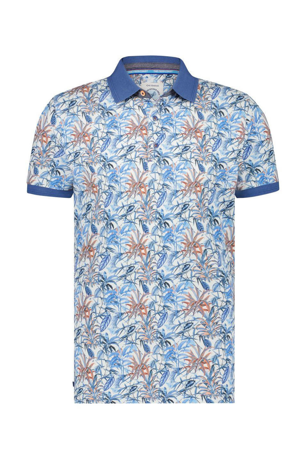 Blauwe heren A fish named Fred polo multicolour blue met korte mouwen en klassieke kraag