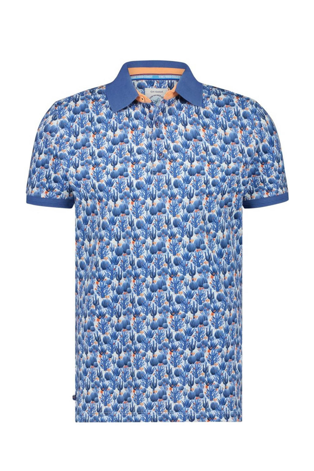 Blauwe heren A fish named Fred polo jeans blue met korte mouwen en klassieke kraag